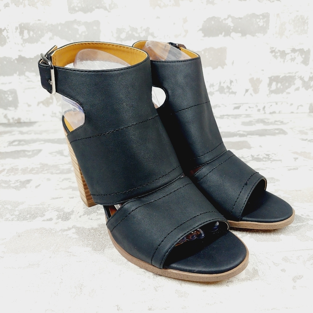 NEW DV Dolce Vita Brista Black Leather Block Heel Sandals M608 - Picture 4 of 12